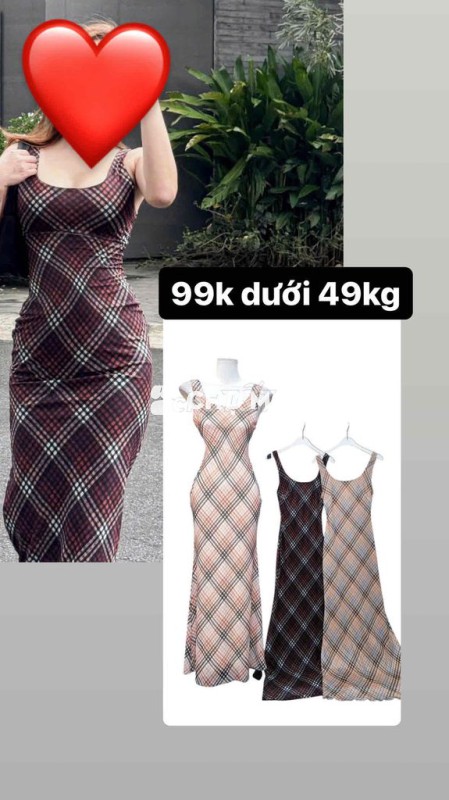 Đầm nữ kẻ caro dưới 49kg