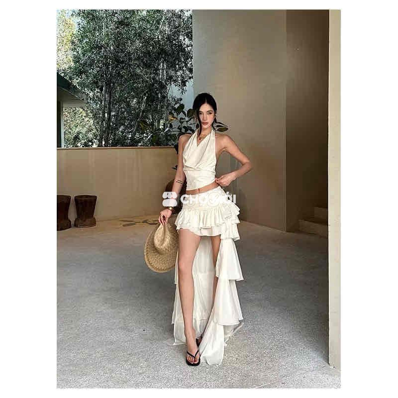 Set váy áo nữ trắng kem size M