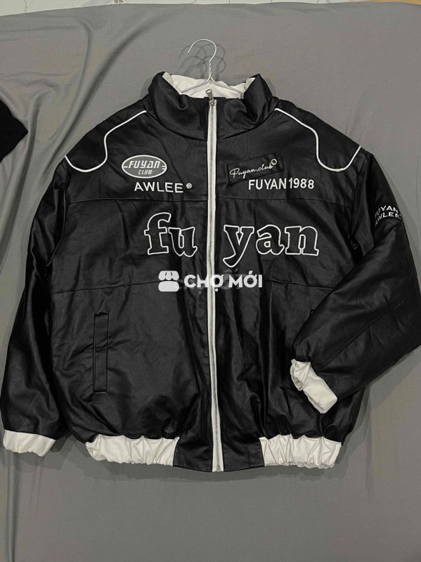 Áo khoác da Fuyan Club Đen trắng