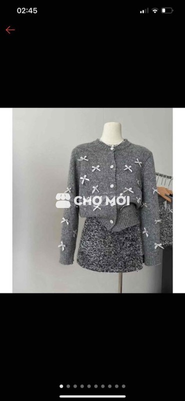 Áo len Cardigan nữ dệt kim Xám