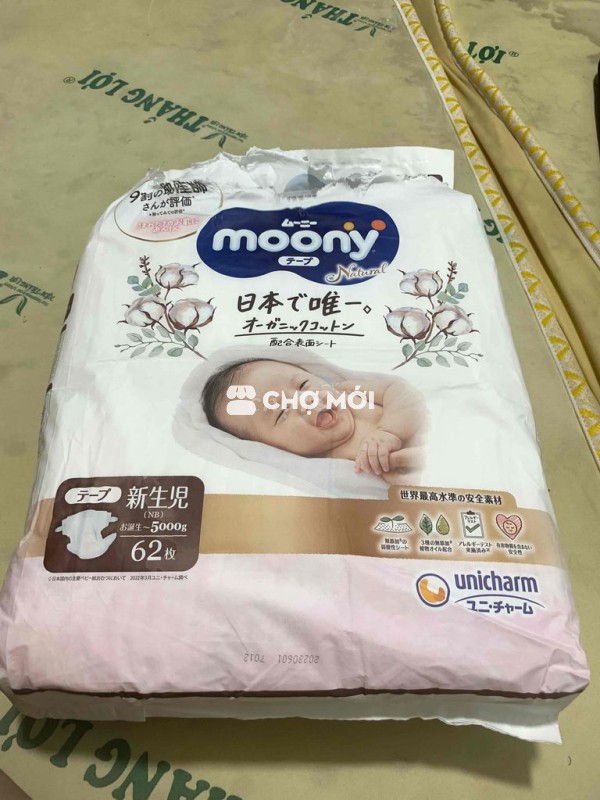 Tã dán Moony NB62 Cotton