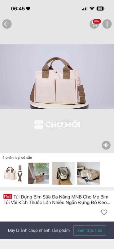 Túi đựng bỉm sữa vải đa năng đã sử dụng