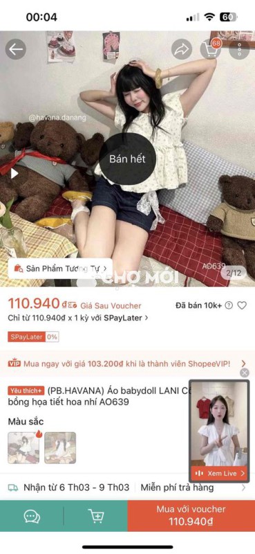 Áo babydoll PB.HAVANA LANI Nữ