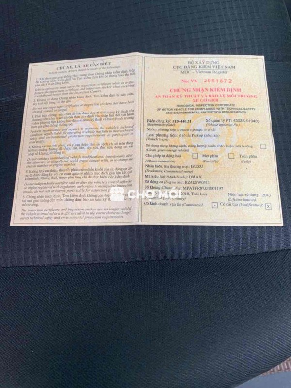 Isuzu Dmax 2018 - số sản một cầu