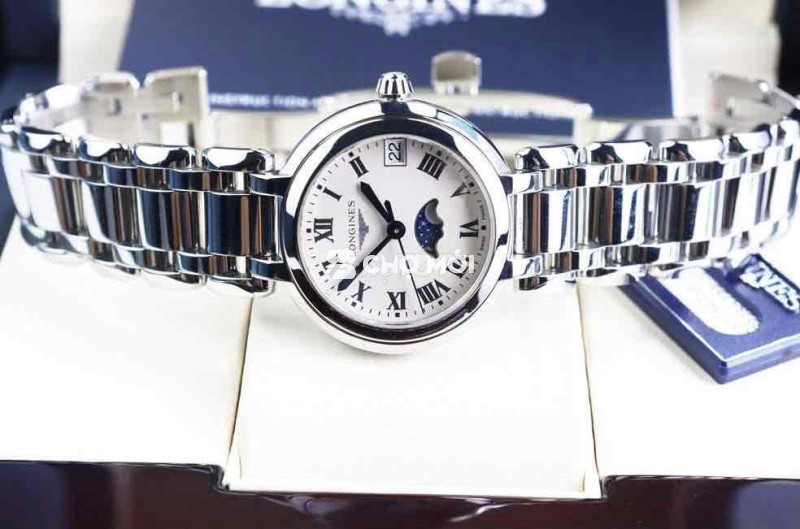 Longines Nữ Lịch Tuần Trăng Kim Nung Xanh Fullbox