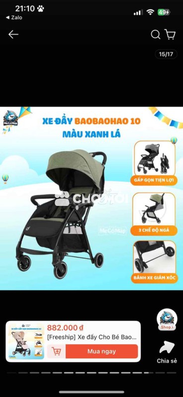 Xe đẩy BAOBAOHAO Xanh lá
