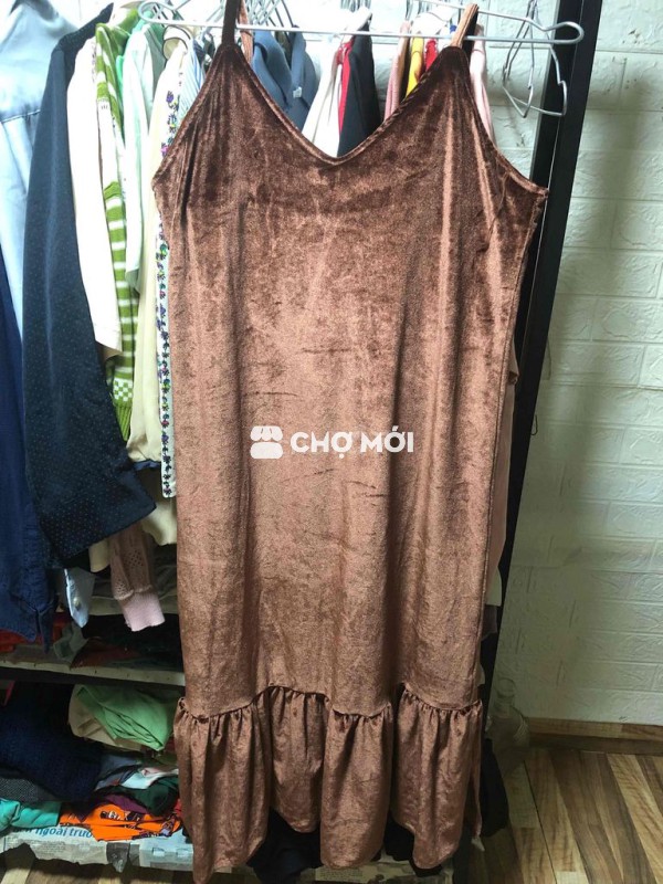 Váy 2 dây nữ nhung suông