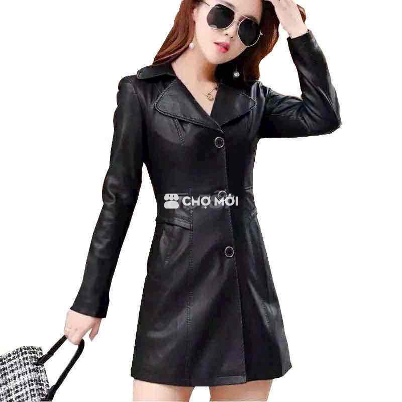 Áo khoác da nữ phom dài