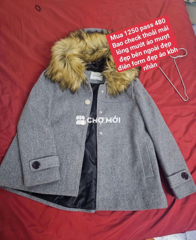 Áo khoác dạ nữ 20 AGAIN lông Xám