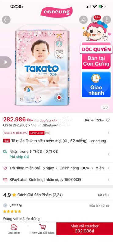 Tã quần Takato XL 12-22kg