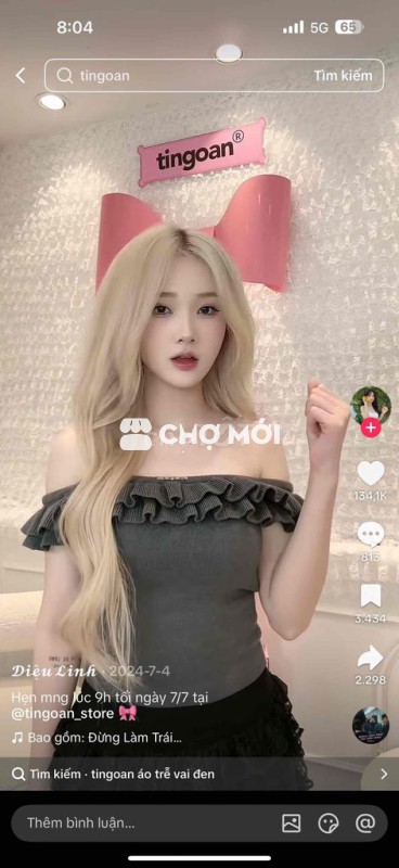 TINGOAN áo trễ vai trắng S