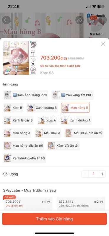 Nôi điện màu Hồng Đã sử dụng