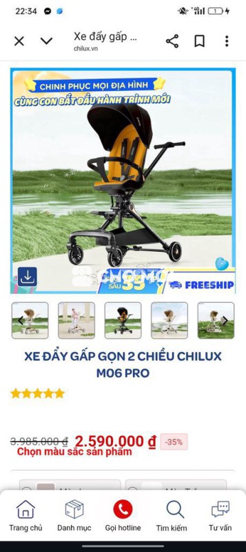 Xe đẩy em bé chilux M06 Pro đen