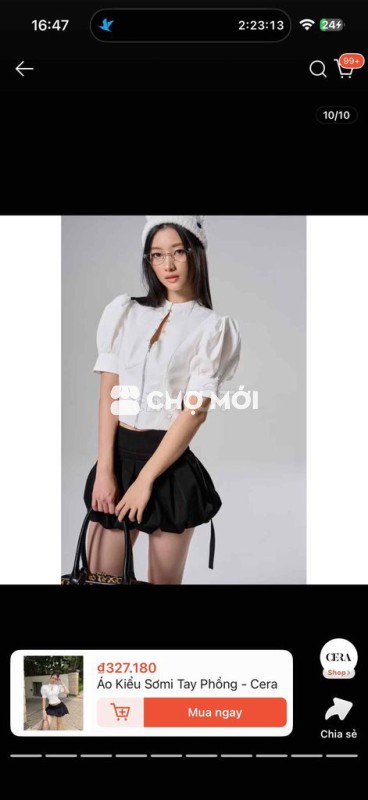 Áo sơ mi nữ Cera trắng size M