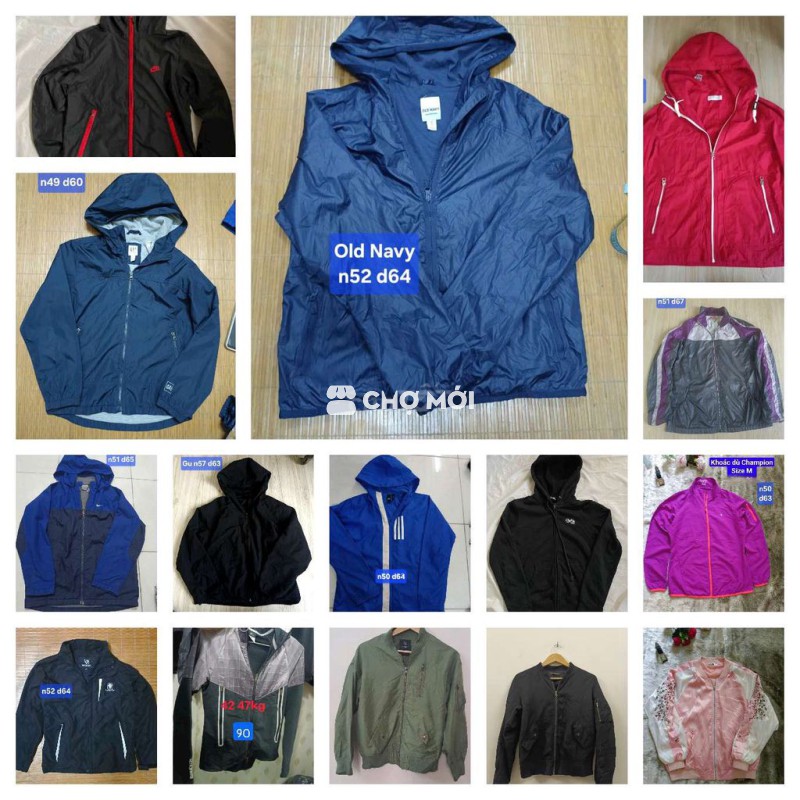 Áo khoác Hiệu  nam nữ size S, M 42-58kg