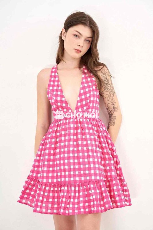 Đầm chấm bi nữ hồng