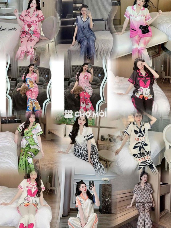 Đồ bộ nữ lụa xước quần lửng Mới